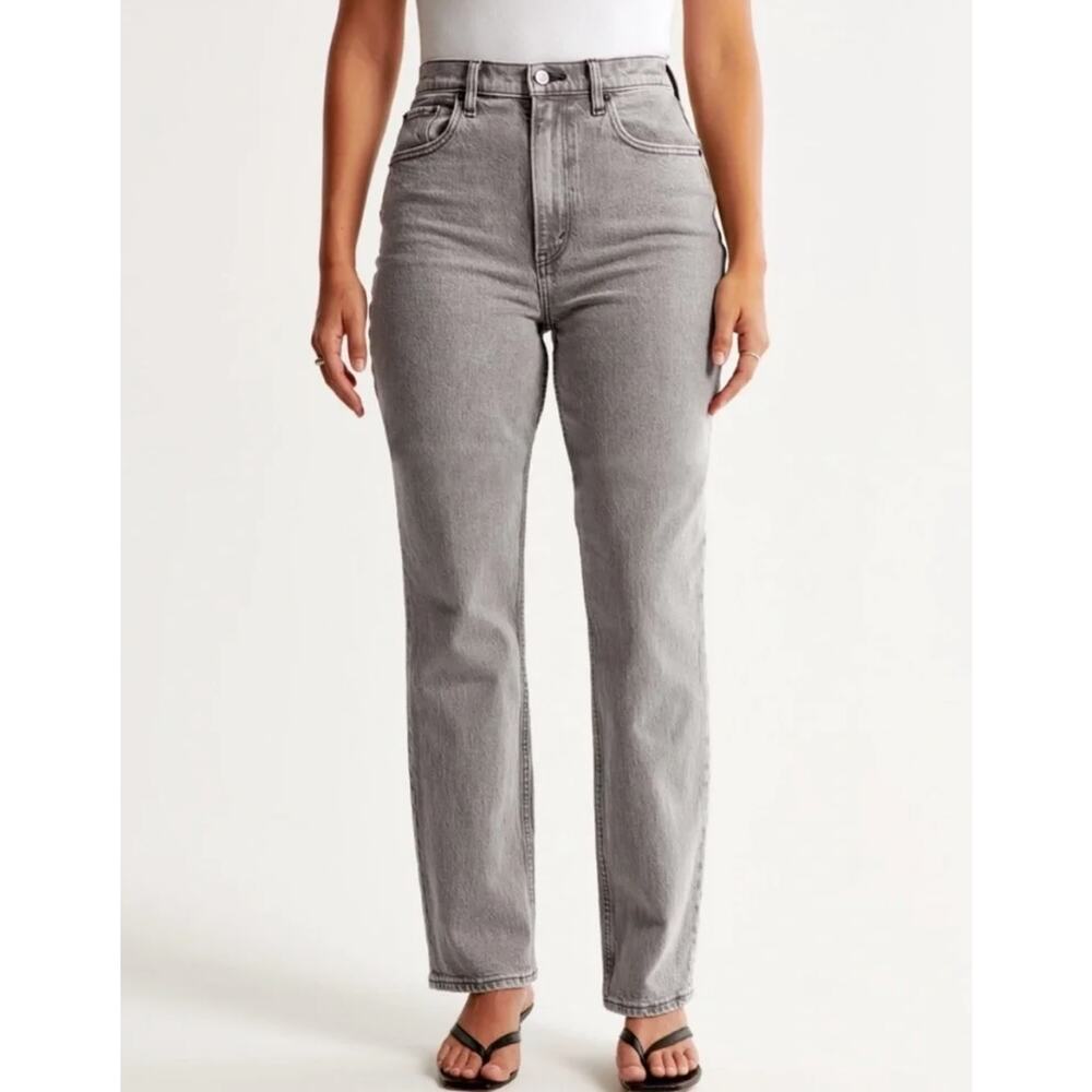 Abercrombie & Fitch Curve Love 90s Straight Ultra High Rise Jean Gray Size 27R